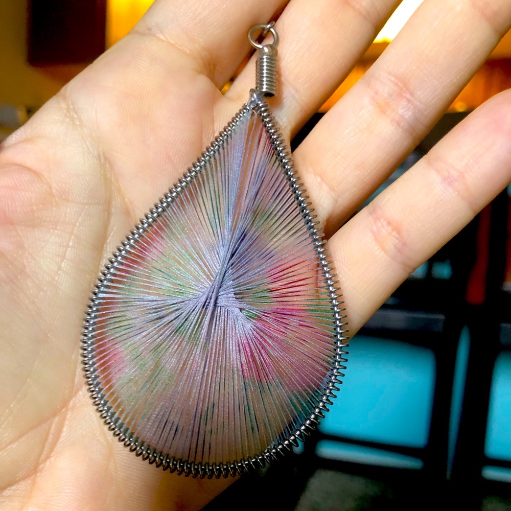 Multi colored droplet shaped earrings